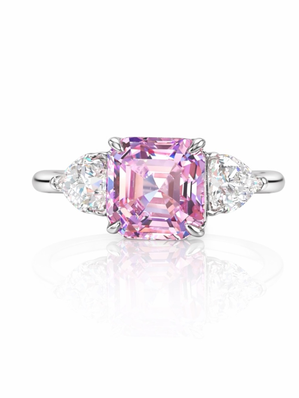 Asscher Cut Pink Diamond 925 Sterling Silver Ring The Jamielee